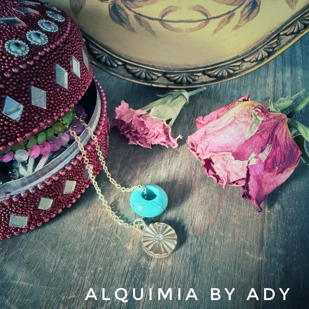 Turquoise Vermeil Pendant Necklace • Simple Gold Chain